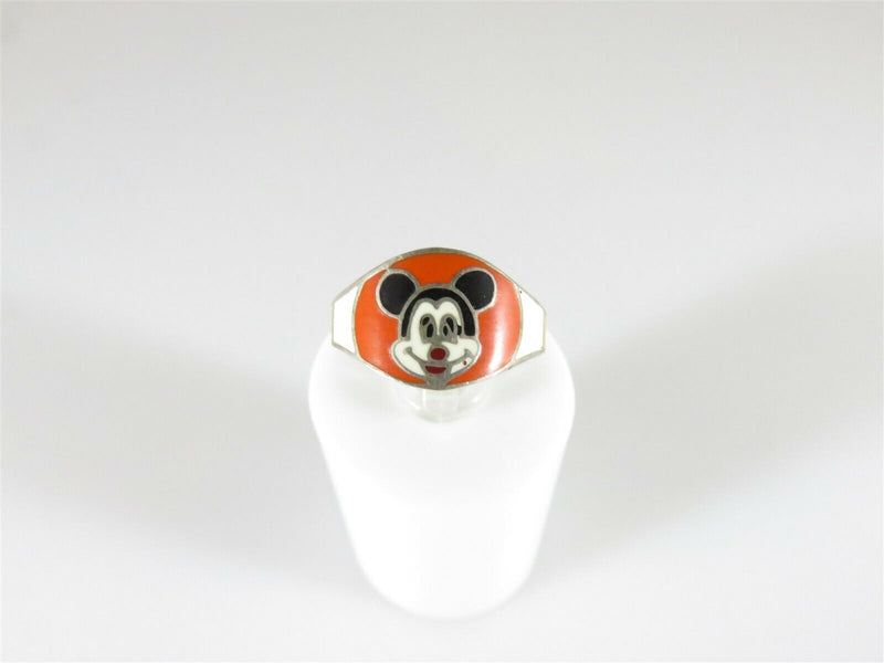 Vintage Sterling Silver Orange/White Unusual Mickey Mouse Children's Ring - Just Stuff I Sell