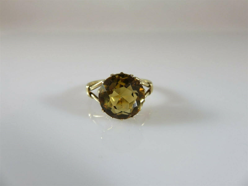 4.25 Carat Round Golden Citrine Solitaire Ring 14K Yellow Gold Setting Size 7.5 - Just Stuff I Sell