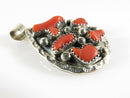 Navajo Style Sterling Silver and Red Coral Pendant Signed N .Juan 5.90mm Bale - Just Stuff I Sell