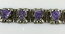 Vintage Panel Bracelet Sterling Silver Mexico Carved Amethyst Mask Bracelet 7" - Just Stuff I Sell