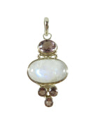 Southwestern Style White Purple Glass Set Sterling Silver Pendant 7.5mm ID Bale - Just Stuff I Sell