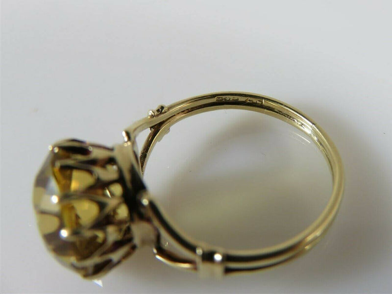 4.25 Carat Round Golden Citrine Solitaire Ring 14K Yellow Gold Setting Size 7.5 - Just Stuff I Sell