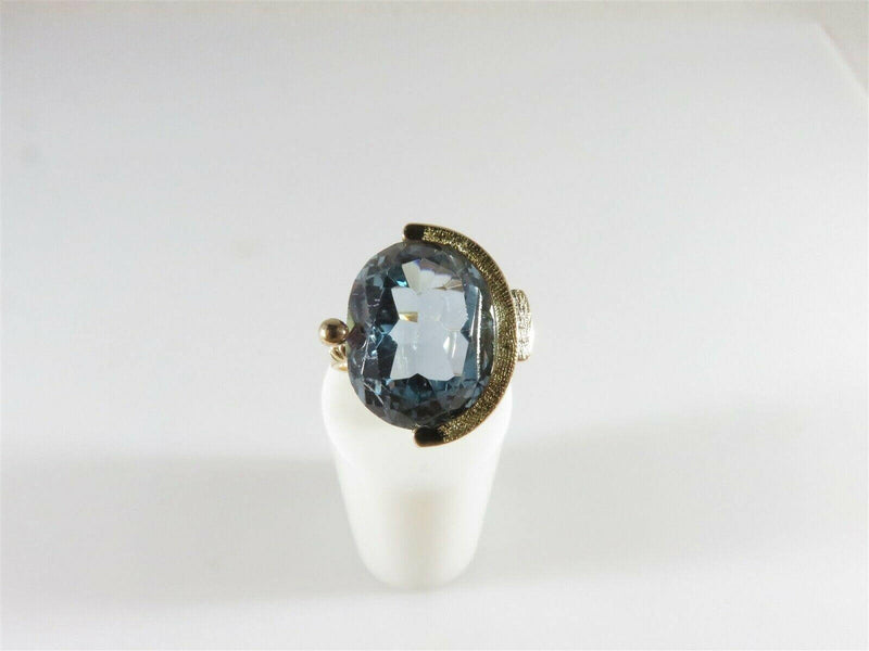14K Mid Century Celestial Themed Topaz Solitaire Ring Palm Beach CA Estate - Just Stuff I Sell