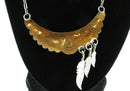 Southwestern Spencer Sterling Silver Gold Filled Bib Feather Turquoise Necklace - Just Stuff I Sell