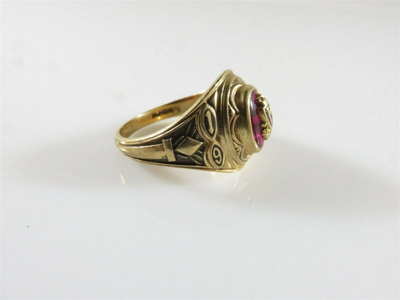 1973 Women's HJ-10K Yellow Gold Red Insert "M" High School Class Ring Size 5.75 - Just Stuff I Sell