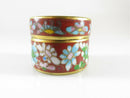 Cloisonne Brass & Enamel Floral Trinket Snuff Box Orange Green Yellow Pink Blue - Just Stuff I Sell