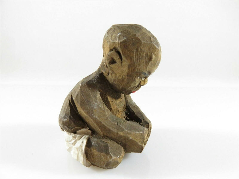 Rare Hand Painted Carved Folk Art by Adrian R Woodall African American Baby - Just Stuff I Sell