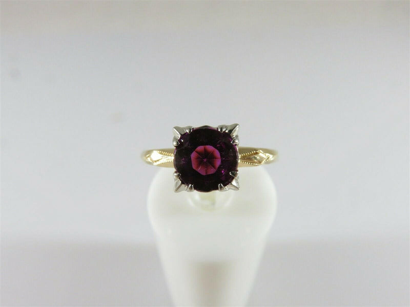 14K Yellow Gold Engagement Ring Rubellite Tourmaline Doublet Ring Size 6.75 - Just Stuff I Sell