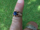 Stunning Rose Gold Blue Sapphire Solitaire Fancy Belcher Buttercup Setting - Just Stuff I Sell
