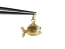 18K Yellow Gold Blue Eyed Puffy Fish Charm or Pendant — Jewelry & Watches:Fine Jewelry:Fine Charms & Charm Bracelets • 18K, G