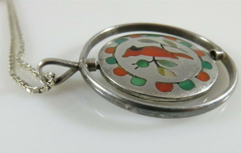 Vintage Spinner Pendant w/Necklace Randolph Ghahate Signed Zuni Sterling Silver - Just Stuff I Sell