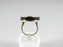 Unique Victorian Solid Gold Enameled Gold Round Onyx Seed Peal Gothic Ring Sz 4 - Just Stuff I Sell