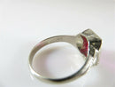 10K White Gold Faceted Ruby Solitaire Art Deco Style Pinky Ring Size 10 - Just Stuff I Sell