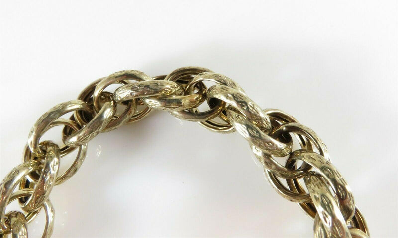 Hammered Extra Large Link Bracelet Gold Washed Sterling Silver 6" Karizia KA1772 - Just Stuff I Sell