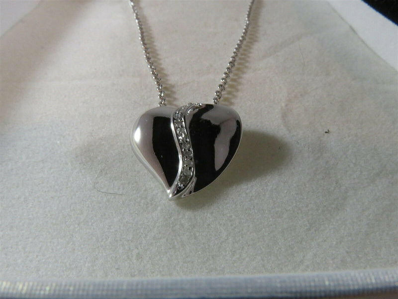 Sterling Silver & Diamond Heart Pendant Necklace Original Box HMI Signed - Just Stuff I Sell