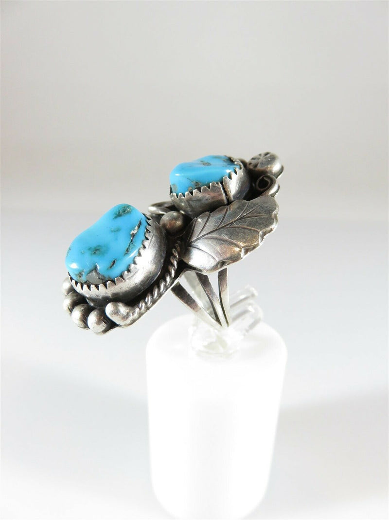 Navajo Sleeping Beauty Turquoise Sterling Pointer Finger Ring Snd JJ Sz 5.5 - Just Stuff I Sell