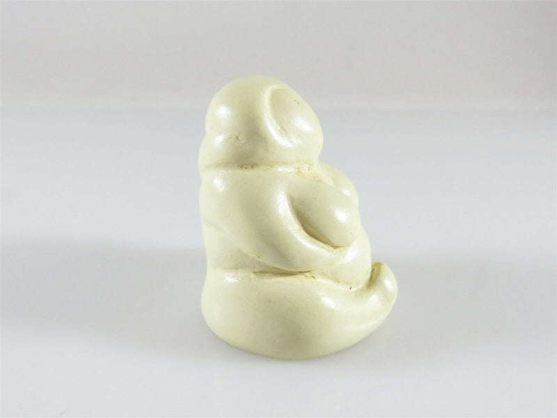 Modern Abstract Impressionist Buddha Figurine White Resin Unsigned 1 1/4" - Just Stuff I Sell