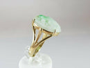 14K Gold Carved White Jadeite Jade with Green Nephrite Highlights Size 8.75 - Just Stuff I Sell