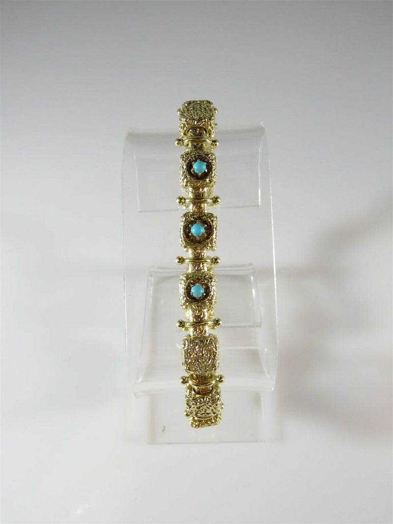 Rare & Unique 22K Gold Turquoise Victorian Nugget Bracelet Circa Late 1880's - Just Stuff I Sell
