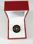 Unique Victorian Solid Gold Enameled Gold Round Onyx Seed Peal Gothic Ring Sz 4 - Just Stuff I Sell