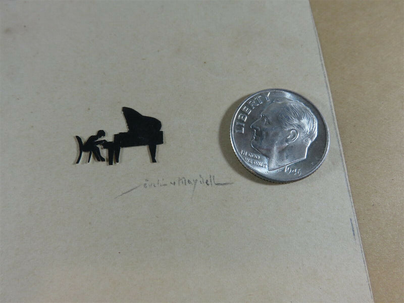 Miniature Silhouette of Piano Player Paderewski Baroness Eveline Maydell - Just Stuff I Sell