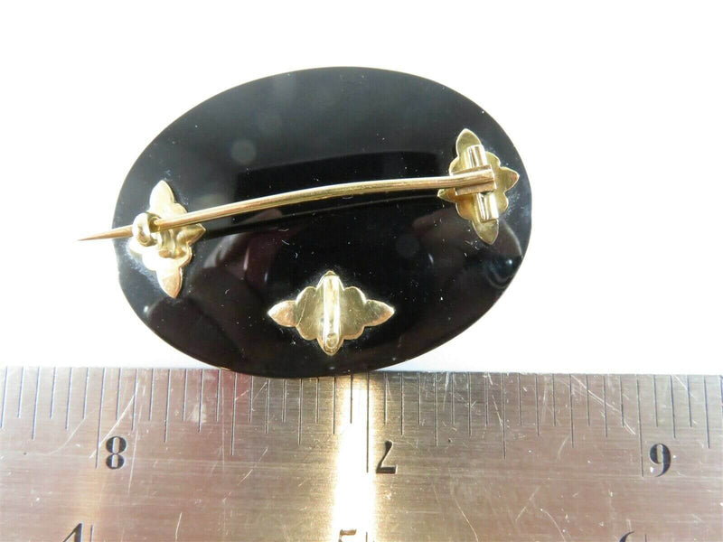 14K Rose Gold and Polished Jet Hair Mourning Brooch for Restoration - Just Stuff I Sell