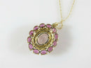 14K Gold Oval Morganite Diamond Accented Amethyst Surround Pendant & Rope Chain - Just Stuff I Sell
