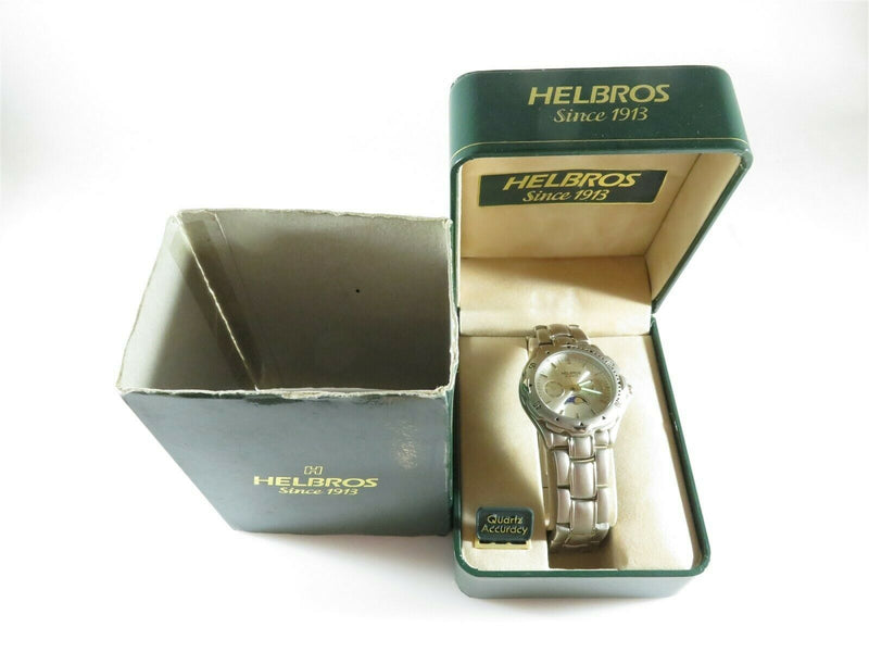 Men's Helbros Quarts 8362 Brushed Metal Wrist Watch in Running Order - Just Stuff I Sell
