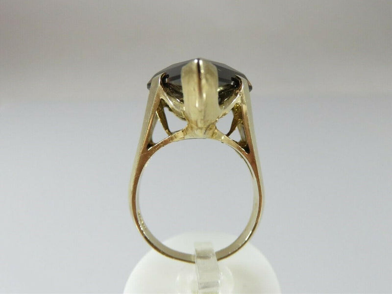 Exceptional Large 14K Gold Diamond Shaped Smoky Quartz Solitaire Ring 9 grams - Just Stuff I Sell