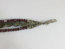 Garnet and Polished Stone Beaded Bracelet Vintage Sterling Silver Faceted 4mm - Just Stuff I Sell