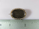 Mourning Brooch E.M.B. Dec. 10th 1855 Dark Brown Hair 10K Gold Pearl Accent - Just Stuff I Sell