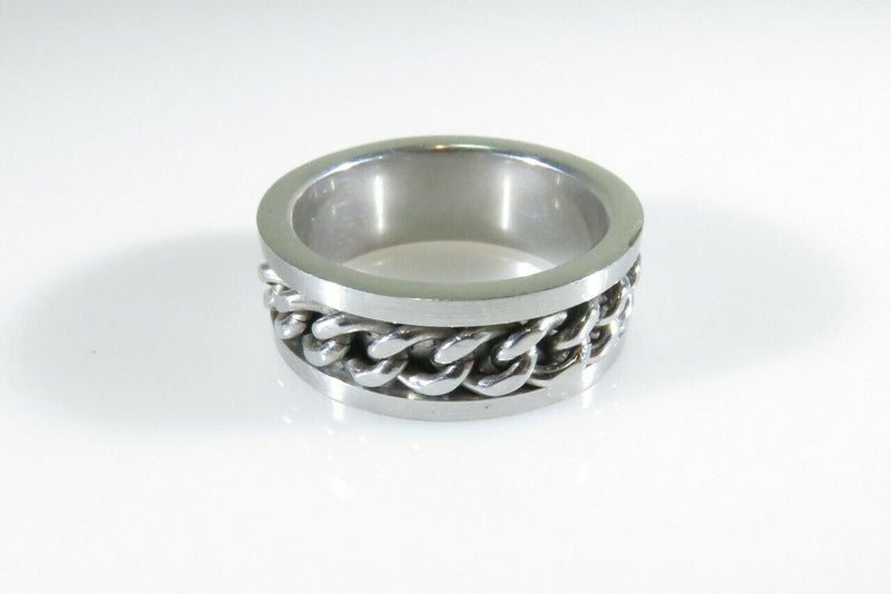 Very Cool Chain Spinner Men's Ring Band Silver Tone Size 8.75 - Just Stuff I Sell
