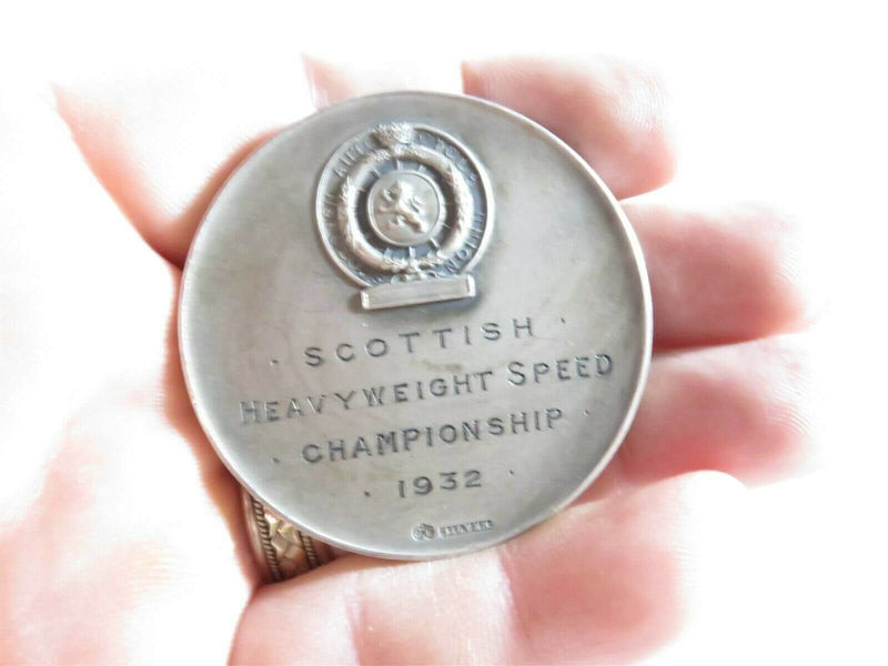 1932 Art Deco Solid Silver Scottish Motorcycle Racing Medal by Elkington & Co - Just Stuff I Sell