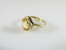 14K Yellow Gold Oval Yellow Citrine and Diamond Accented Ring Size 4.5 - Just Stuff I Sell