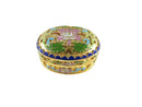 Hinged Cloisonne Brass & Enamel Floral Trinket Snuff Box Gold Gilt Water Lily - Just Stuff I Sell