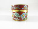 Cloisonne Brass & Enamel Floral Trinket Snuff Box Orange Green Yellow Pink Blue - Just Stuff I Sell