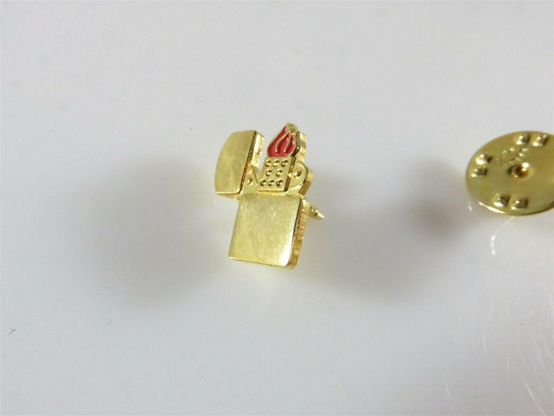 Gold Wash Red Enamel Zippo Lighter Lapel Pin - Just Stuff I Sell