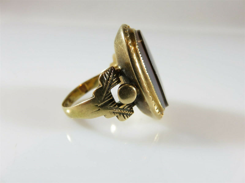 Victorian 14K Gold Uncut Hardstone Signet Ring Women Size 6.25 - Just Stuff I Sell