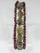 Garnet and Polished Stone Beaded Bracelet Vintage Sterling Silver Faceted 4mm - Just Stuff I Sell