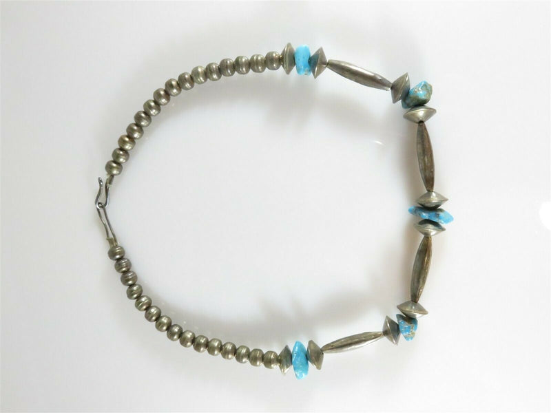 Vintage Southwestern Silver Turquoise Choker Handmade Pearl, Seed & Melon - Just Stuff I Sell