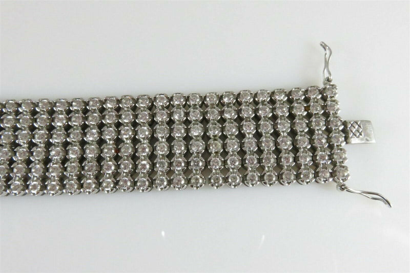 Heavy 79 Gram Sterling Silver & CZ Bracelet; REL 925 7/8" w x 9"L - Just Stuff I Sell