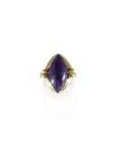 Navette Dark Purple Stone/Material 10k Gold Women's Designer Ring Size 6.25 — Jewelry & Watches:Fine Jewelry:Fine Rings:Other