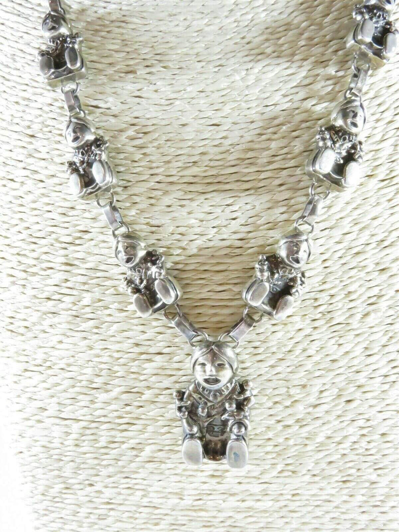 Carol Felley Storyteller Necklace Sterling Silver Navajo Style 22" Statement - Just Stuff I Sell