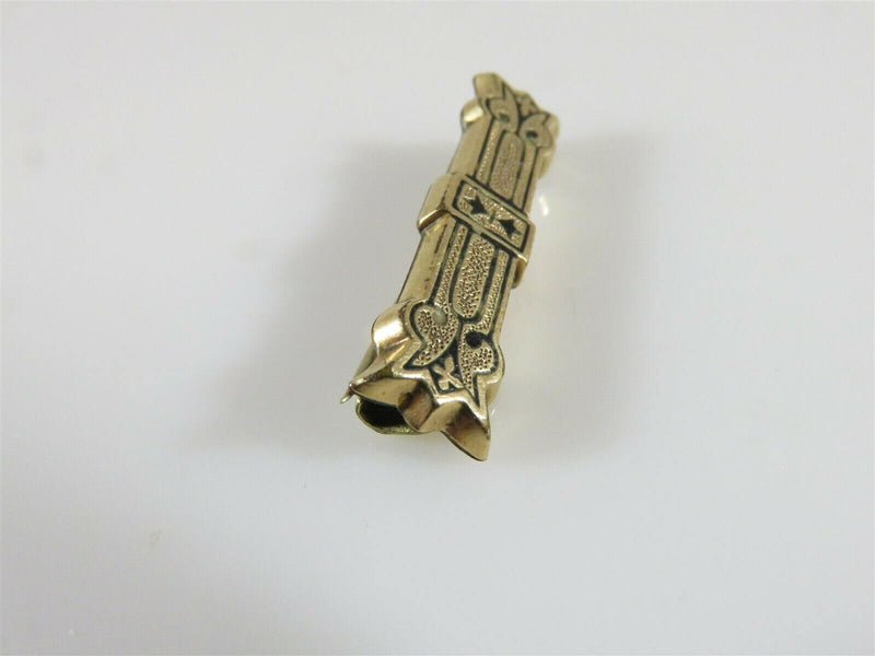 Victorian Era Black Taille D'Epargne Enameled 10K Gold Filled Scarf Pin - Just Stuff I Sell