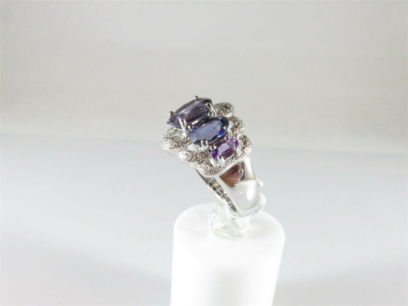Gorgeous Designer Signed Sterling Silver Amethyst Cocktail Ring Size 6.75 - Just Stuff I Sell