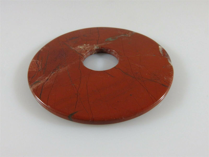 2 5/32" Round 3.22mm Dark Burnt Red Bi-Disc Granite Look Testing Nephrite Jade - Just Stuff I Sell