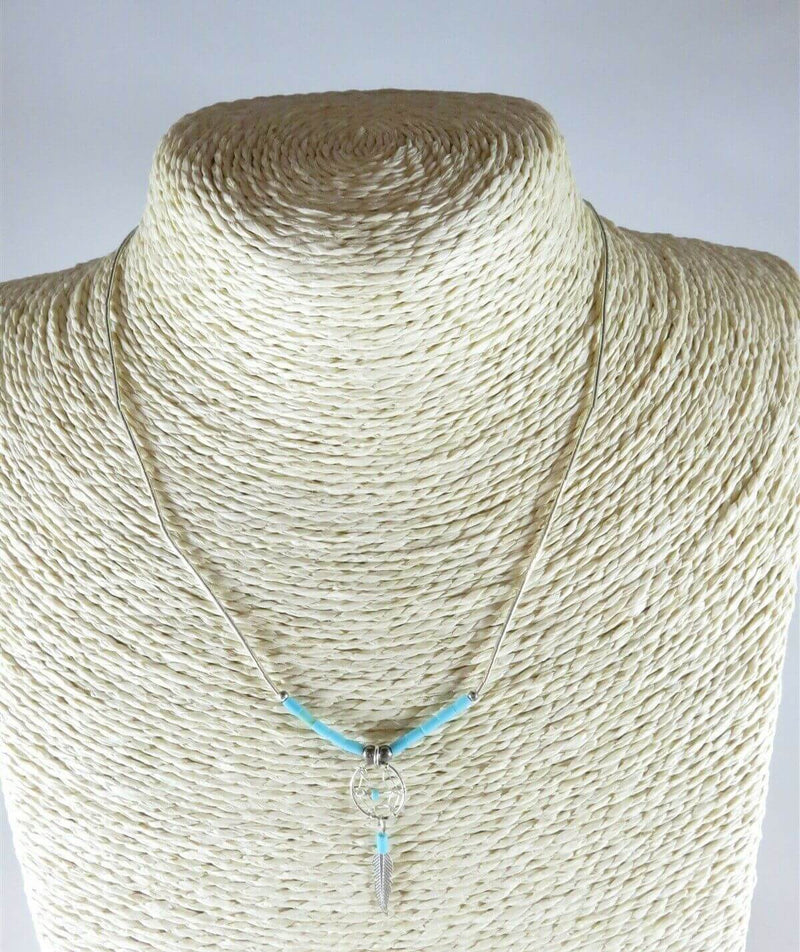 Liquid Silver Southwestern Dream Weaver Single Feather 16" Necklace - Just Stuff I Sell