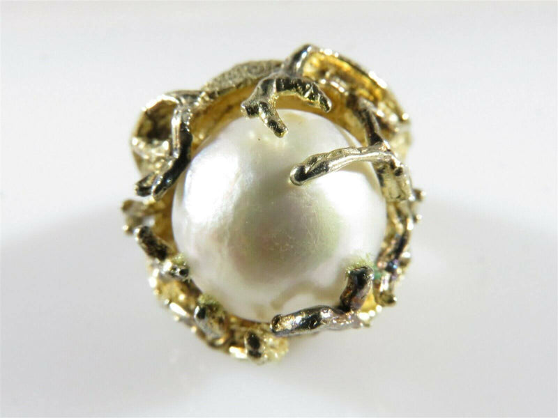 Artisan Sterling Silver Gold Washed Brutalist Ring Faceted Quartz Accents - Just Stuff I Sell