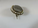 Mourning Brooch E.M.B. Dec. 10th 1855 Dark Brown Hair 10K Gold Pearl Accent - Just Stuff I Sell