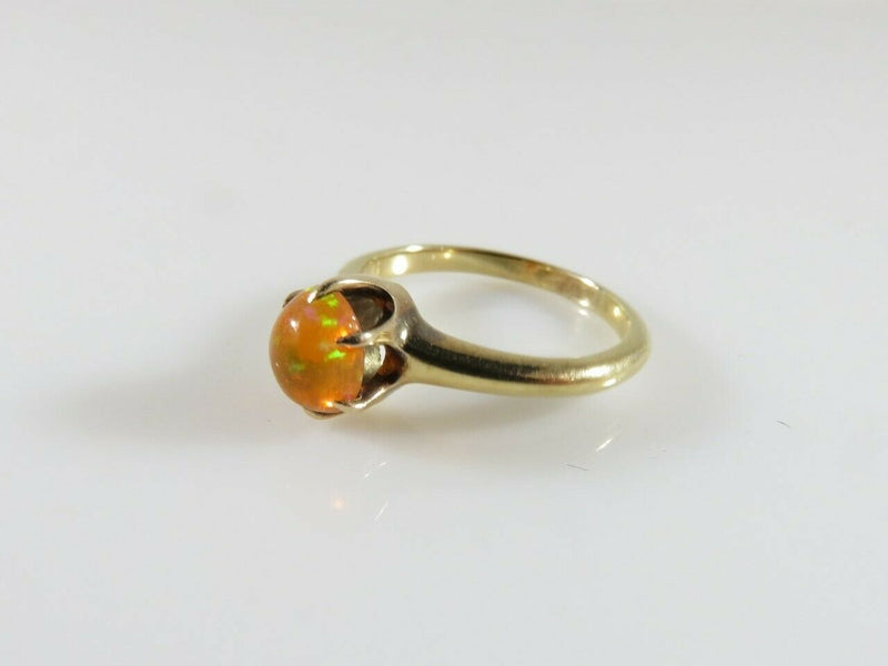 Opal Solitaire Engagement Ring in 14K Gold Cabochon Translucent Orange - Just Stuff I Sell